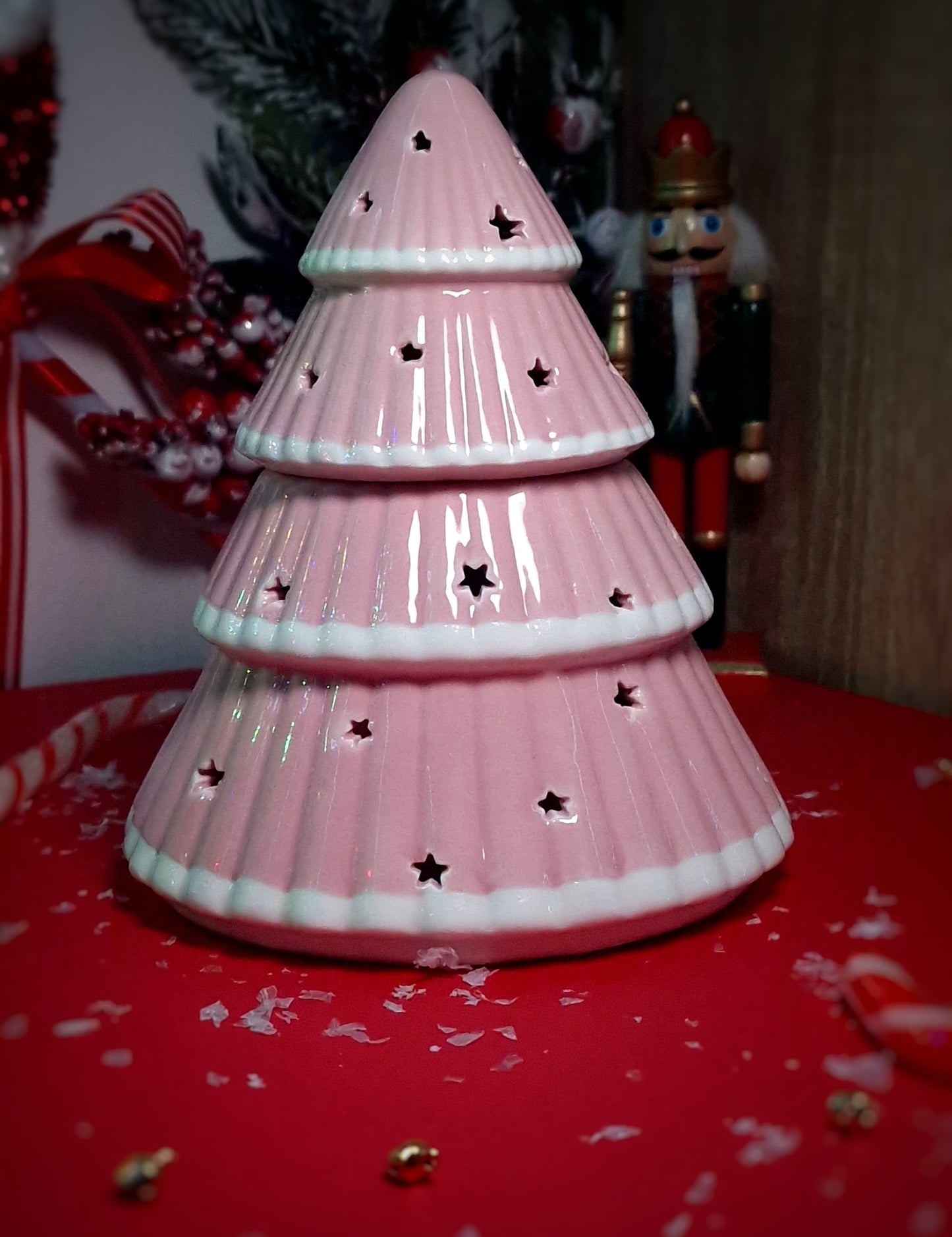 Brûleur Sapin de Noël Rose – Élégance Festive et Douceur Féérique