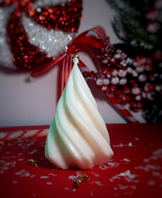 Bougie Sapin de Noël – Lueur Festive à Spirale Enchantée