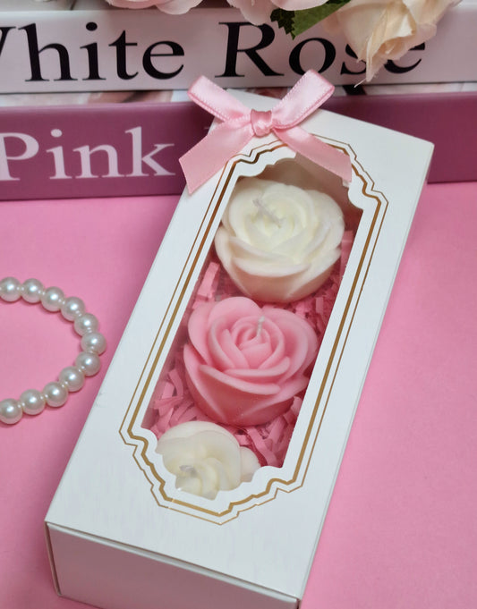 Bougie - Coffret petites roses